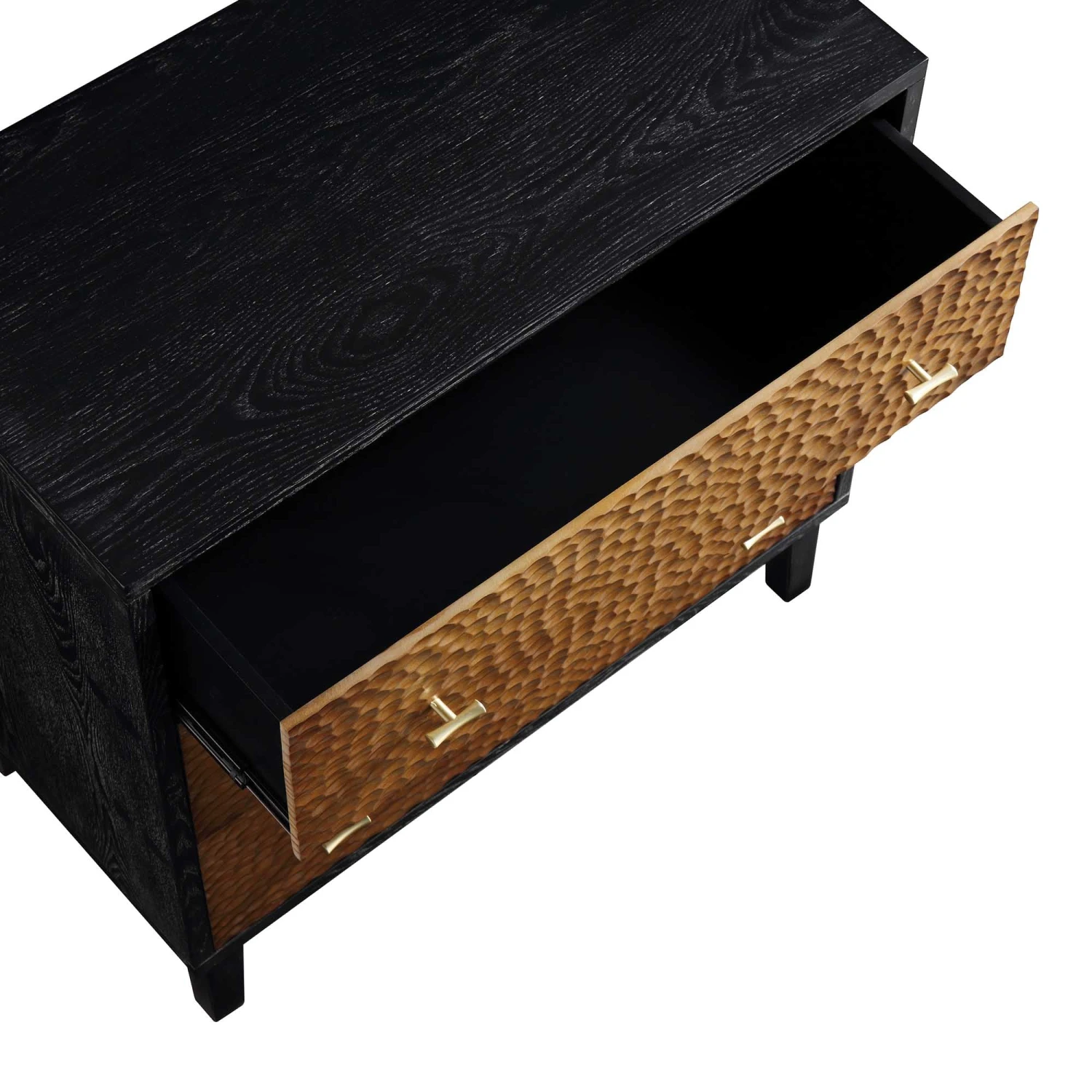 Bianca Chip Carved 3 Drawer Chest, Antique Bronze & Black 12 Bianca Chip Carved 3 Drawer Chest, Antique Bronze & Black - Image 12