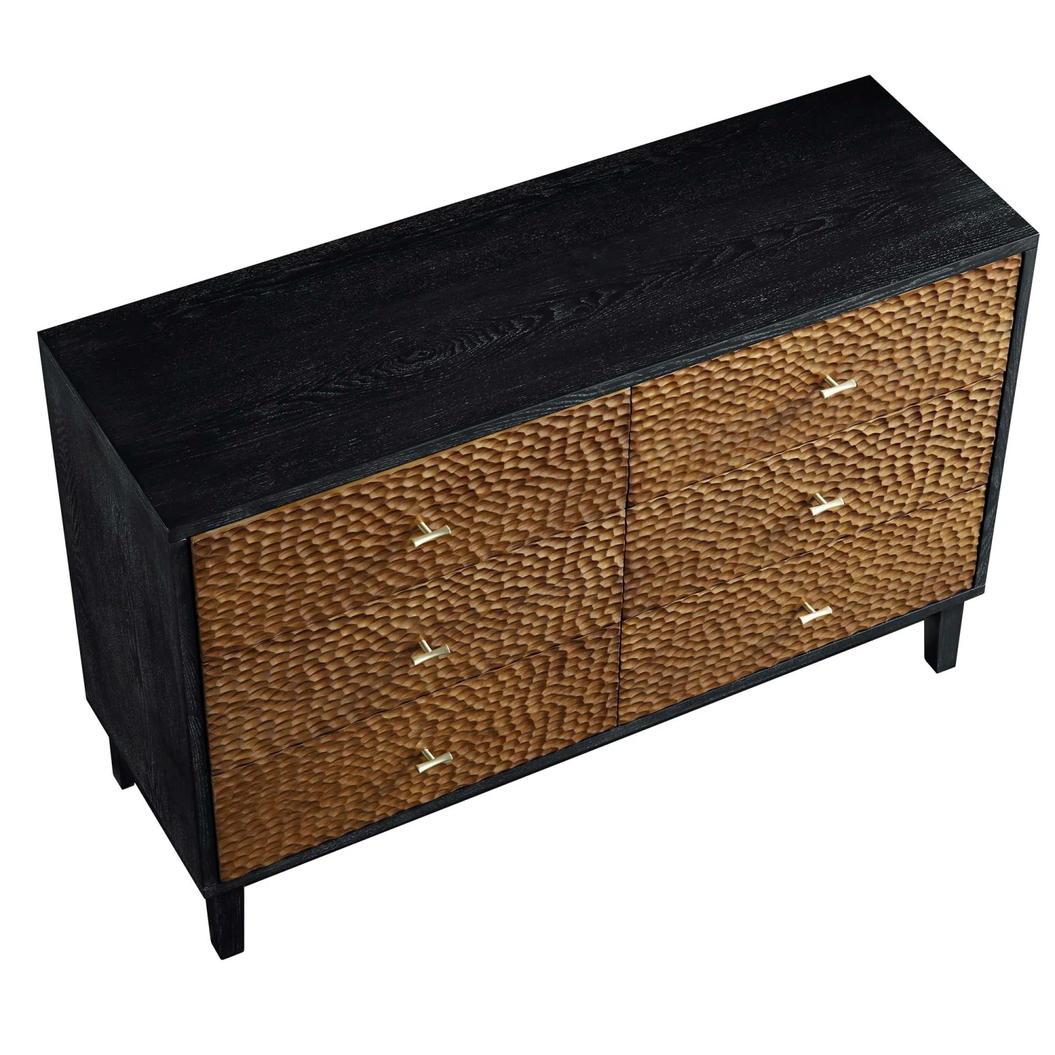 Bianca Chip Carved 6 Drawer Chest, Antique Bronze & Black 7 Bianca Chip Carved 6 Drawer Chest, Antique Bronze & Black - Image 7
