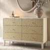 Bianca Chip Carved 6 Drawer Chest, Sand Beige & Ivory -Daals Store XXCOD 010 TAUPE WHITE main