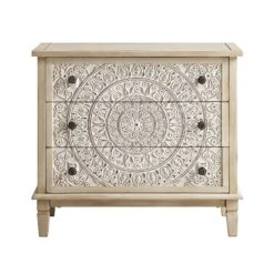 Chantilly Whitewashed Carved 3 Drawer Chest -Daals Store XXCOD 012 WHITEWASH WB1