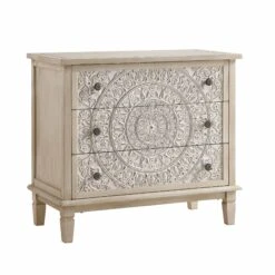 Chantilly Whitewashed Carved 3 Drawer Chest -Daals Store XXCOD 012 WHITEWASH WB2