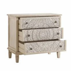Chantilly Whitewashed Carved 3 Drawer Chest -Daals Store XXCOD 012 WHITEWASH WB3