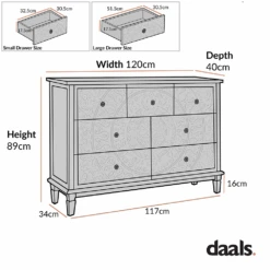 Chantilly Whitewashed Carved 3 Over 4 Drawer Chest 19 Chantilly Whitewashed Carved 3 Over 4 Drawer Chest -Daals Store XXCOD 015 CHART
