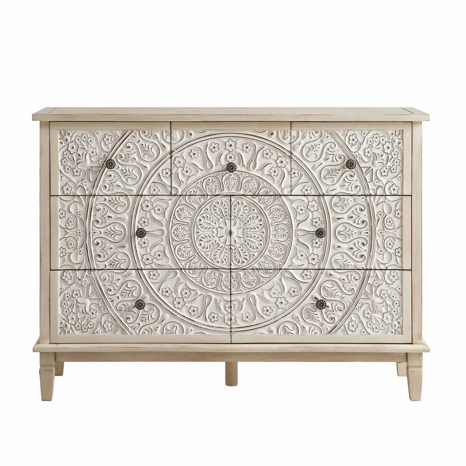 Chantilly Whitewashed Carved 3 Over 4 Drawer Chest 4 Chantilly Whitewashed Carved 3 Over 4 Drawer Chest - Image 4