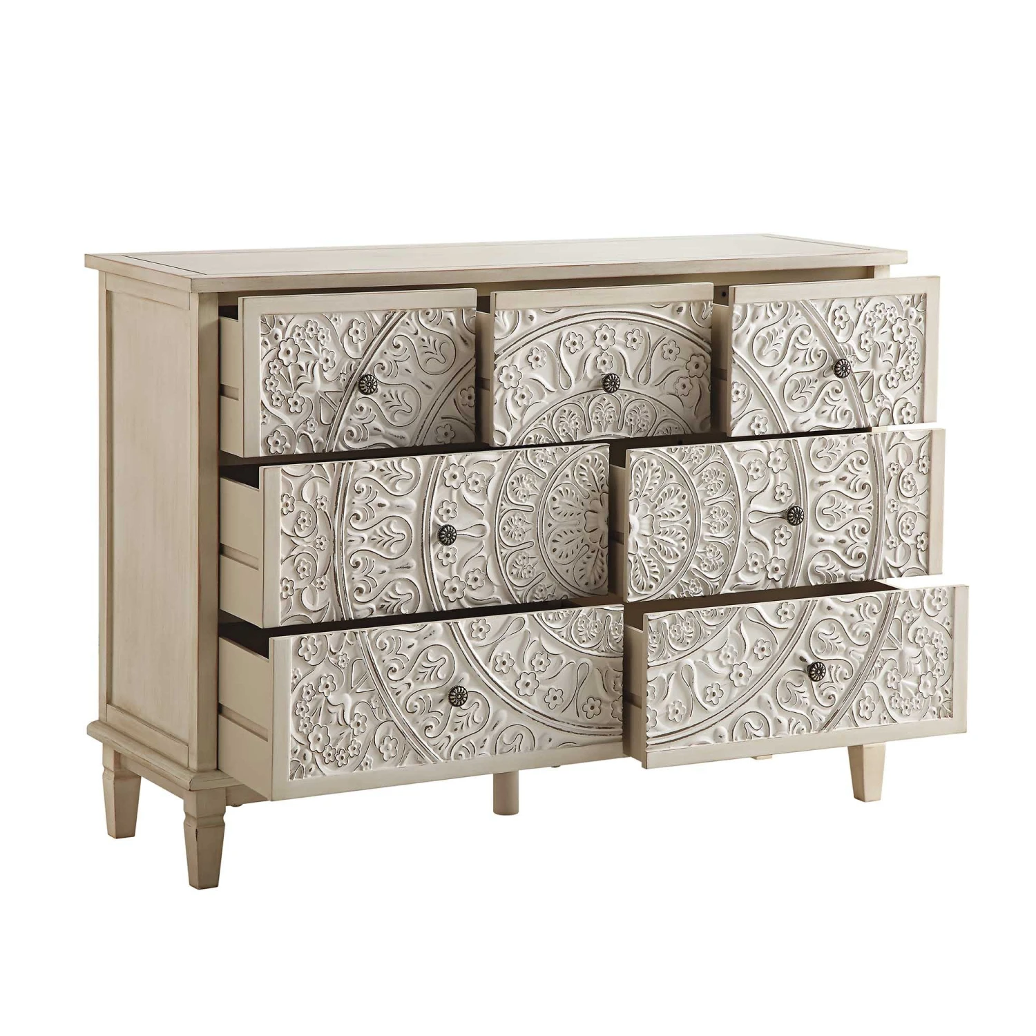 Chantilly Whitewashed Carved 3 Over 4 Drawer Chest 7 Chantilly Whitewashed Carved 3 Over 4 Drawer Chest - Image 7
