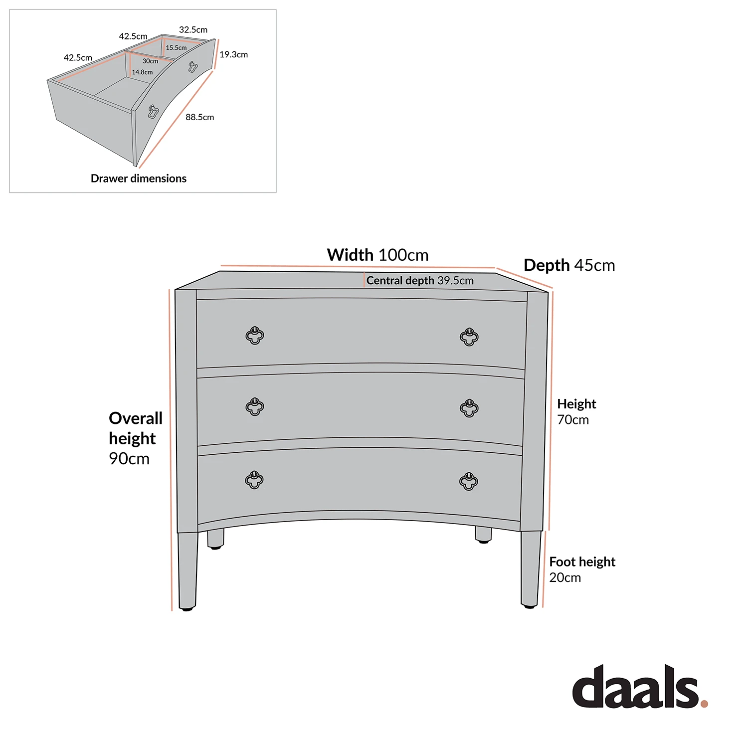 Thalia Concave Chest Of Drawers, Washed White 7 Thalia Concave Chest Of Drawers, Washed White - Image 7