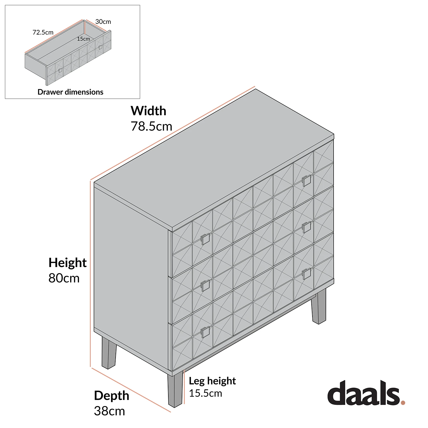 Gibbs Chest Of 3 Drawers, Natural 6 Gibbs Chest Of 3 Drawers, Natural - Image 6