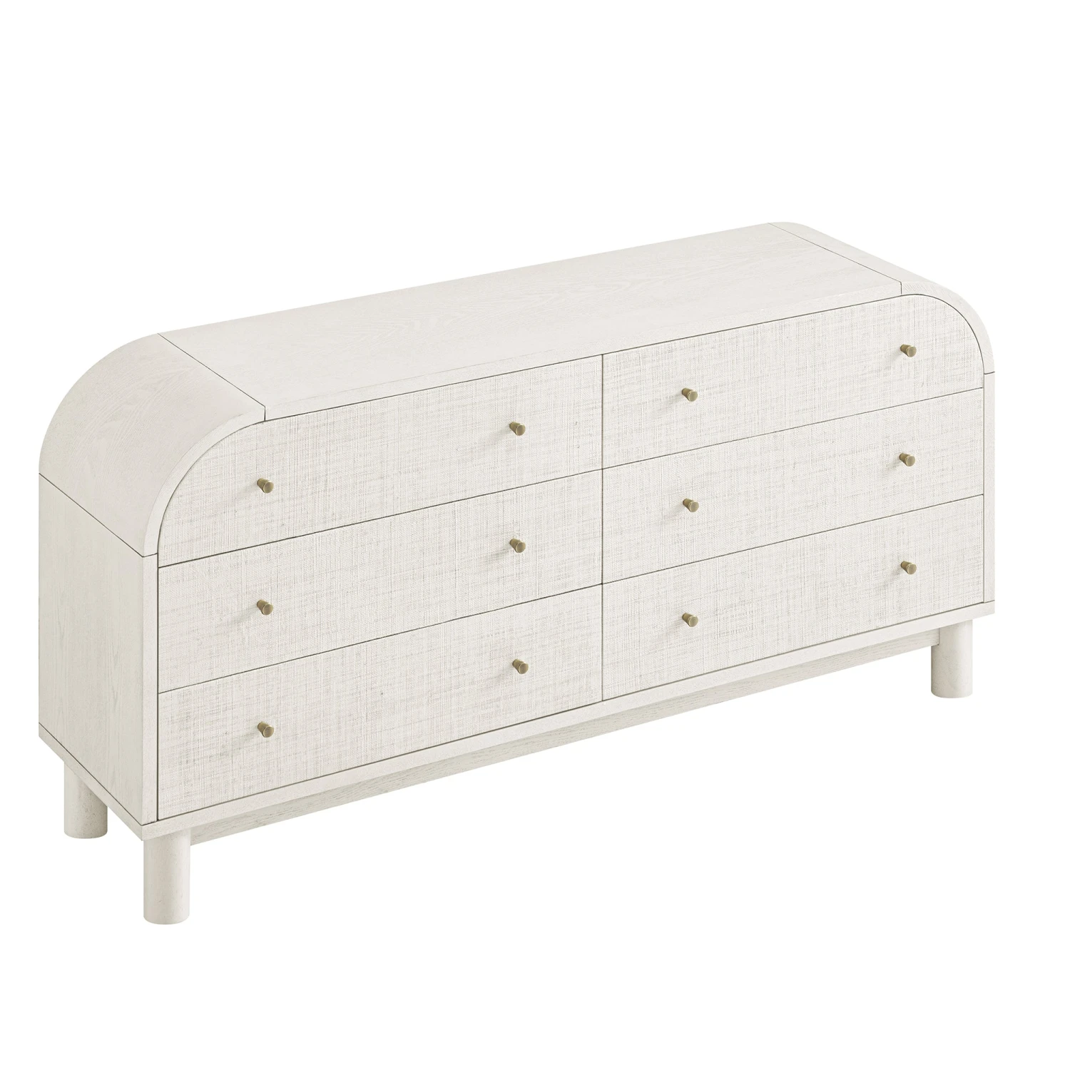Maude Chest Of 6 Drawers, Washed White Ash With Raffia 5 Maude Chest Of 6 Drawers, Washed White Ash With Raffia - Image 5