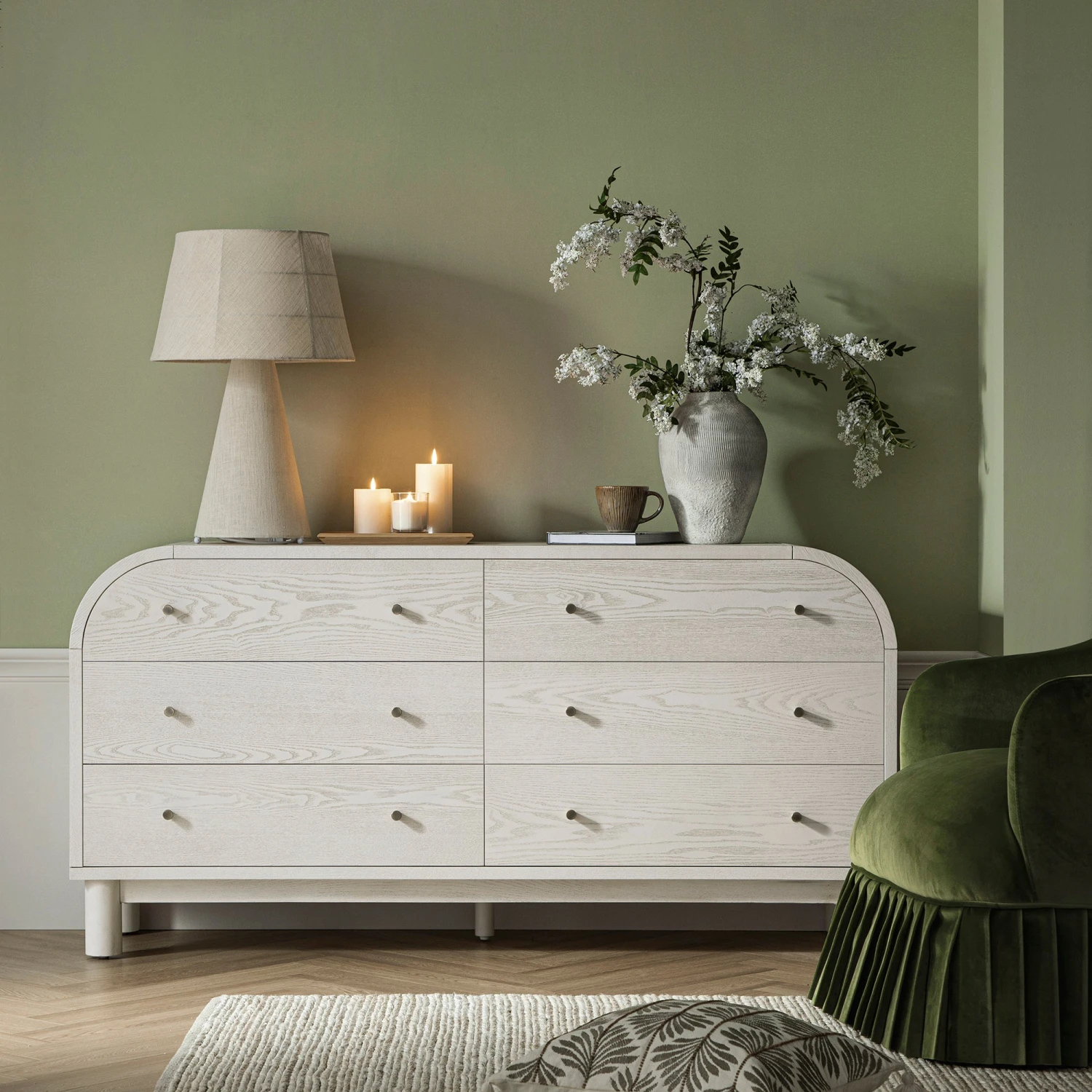 Maude Chest Of 6 Drawers, Washed White Ash 2 Maude Chest Of 6 Drawers, Washed White Ash - Image 2