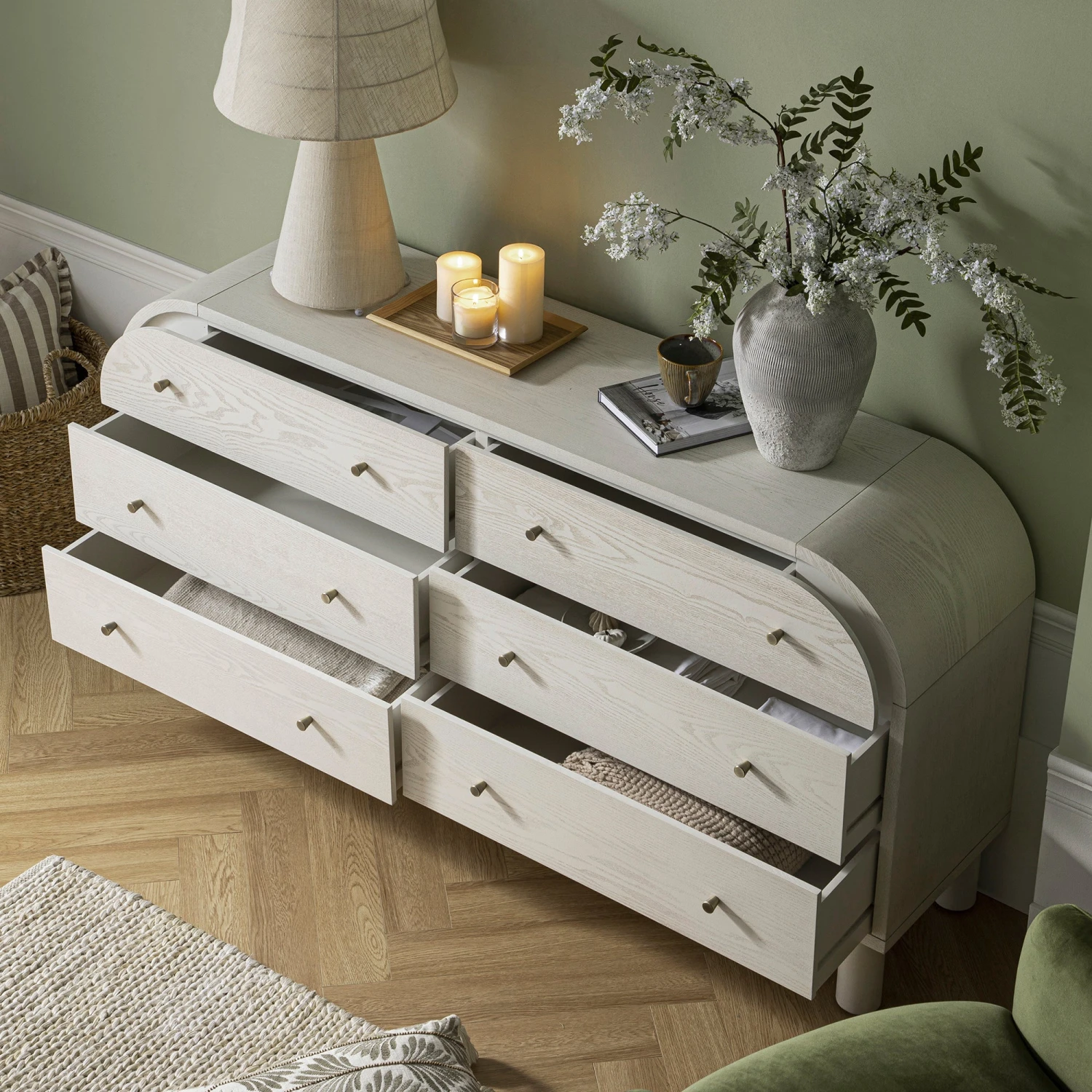 Maude Chest Of 6 Drawers, Washed White Ash 4 Maude Chest Of 6 Drawers, Washed White Ash - Image 4