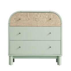 Maude Chest Of 3 Drawers, Muted Pistachio Ash With Raffia 18 Maude Chest Of 3 Drawers, Muted Pistachio Ash With Raffia -Daals Store XXCOD 035 GREEN RAF WB1