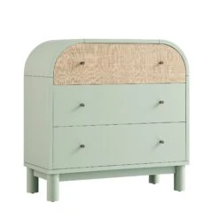 Maude Chest Of 3 Drawers, Muted Pistachio Ash With Raffia 19 Maude Chest Of 3 Drawers, Muted Pistachio Ash With Raffia -Daals Store XXCOD 035 GREEN RAF WB2