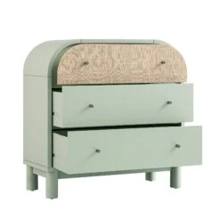 Maude Chest Of 3 Drawers, Muted Pistachio Ash With Raffia 21 Maude Chest Of 3 Drawers, Muted Pistachio Ash With Raffia -Daals Store XXCOD 035 GREEN RAF WB3