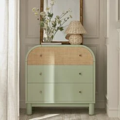Maude Chest Of 3 Drawers, Muted Pistachio Ash With Raffia 14 Maude Chest Of 3 Drawers, Muted Pistachio Ash With Raffia -Daals Store XXCOD 035 GREEN RAF scene1
