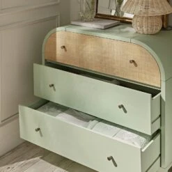 Maude Chest Of 3 Drawers, Muted Pistachio Ash With Raffia 15 Maude Chest Of 3 Drawers, Muted Pistachio Ash With Raffia -Daals Store XXCOD 035 GREEN RAF scene2