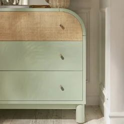 Maude Chest Of 3 Drawers, Muted Pistachio Ash With Raffia 16 Maude Chest Of 3 Drawers, Muted Pistachio Ash With Raffia -Daals Store XXCOD 035 GREEN RAF scene3
