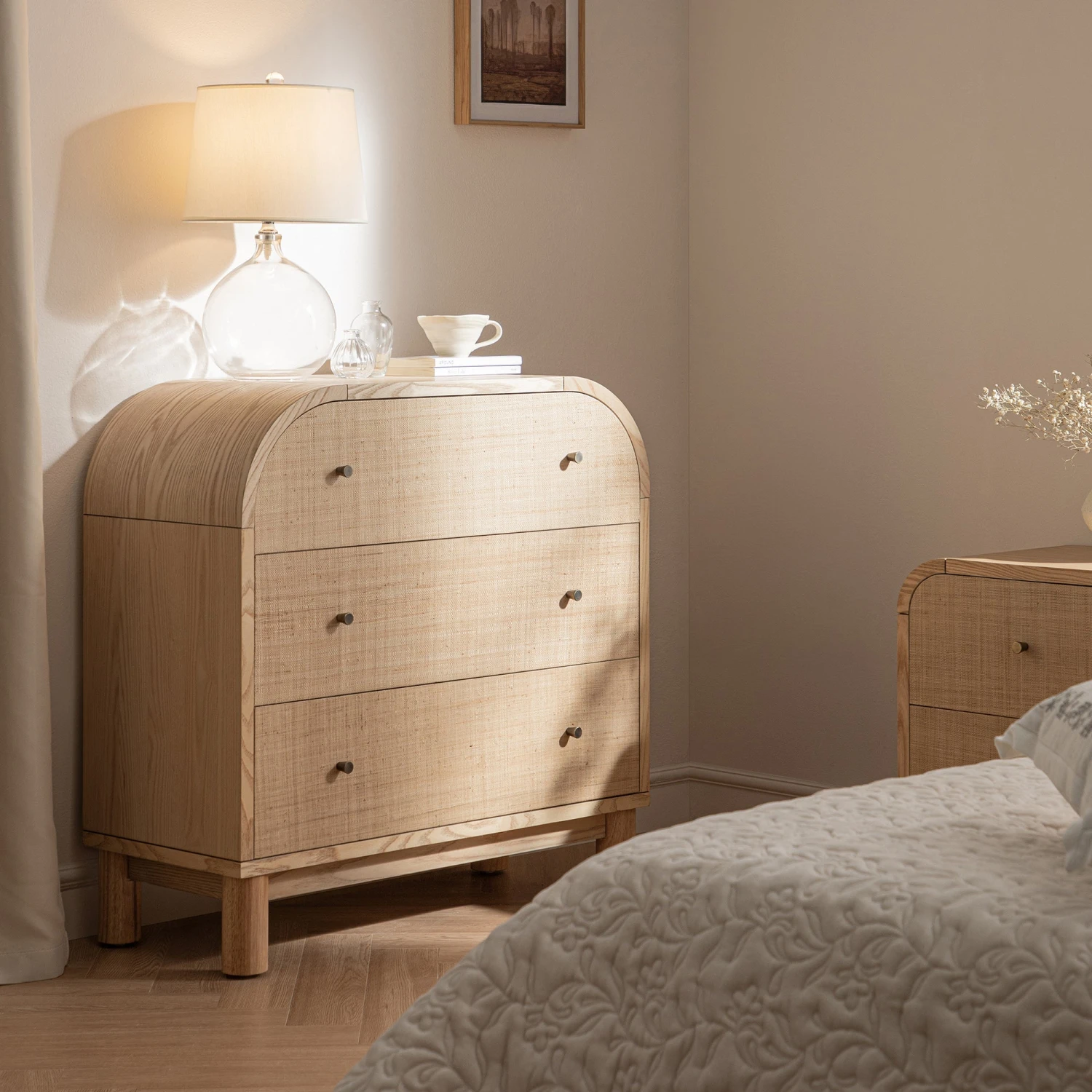 Maude Chest Of 3 Drawers, Natural Ash With Raffia 2 Maude Chest Of 3 Drawers, Natural Ash With Raffia - Image 2