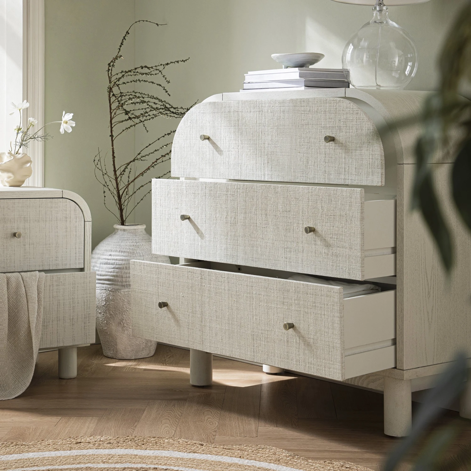 Maude Chest Of 3 Drawers, Washed White Ash With Raffia 4 Maude Chest Of 3 Drawers, Washed White Ash With Raffia - Image 4