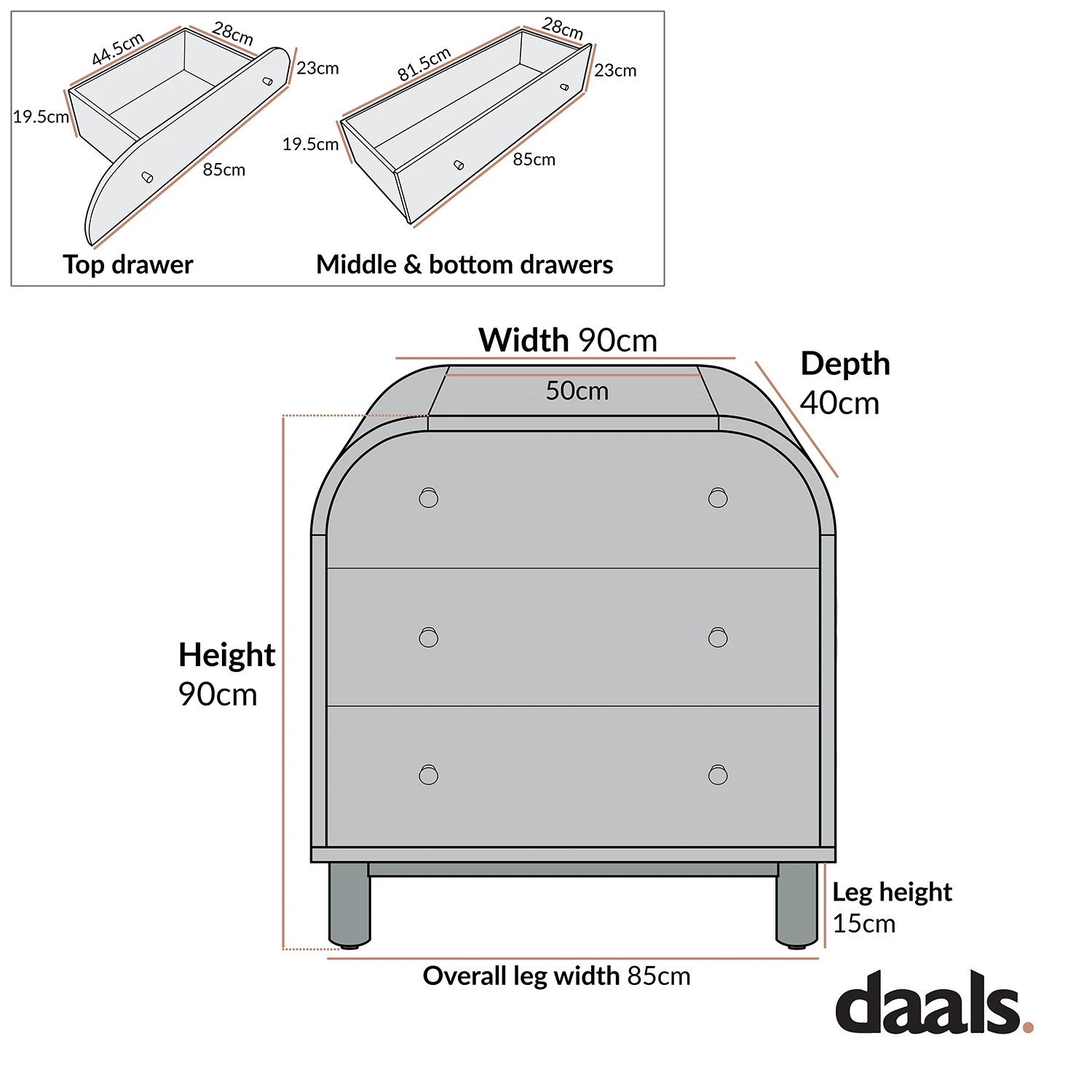 Maude Chest Of 3 Drawers, Washed White Ash 7 Maude Chest Of 3 Drawers, Washed White Ash - Image 7