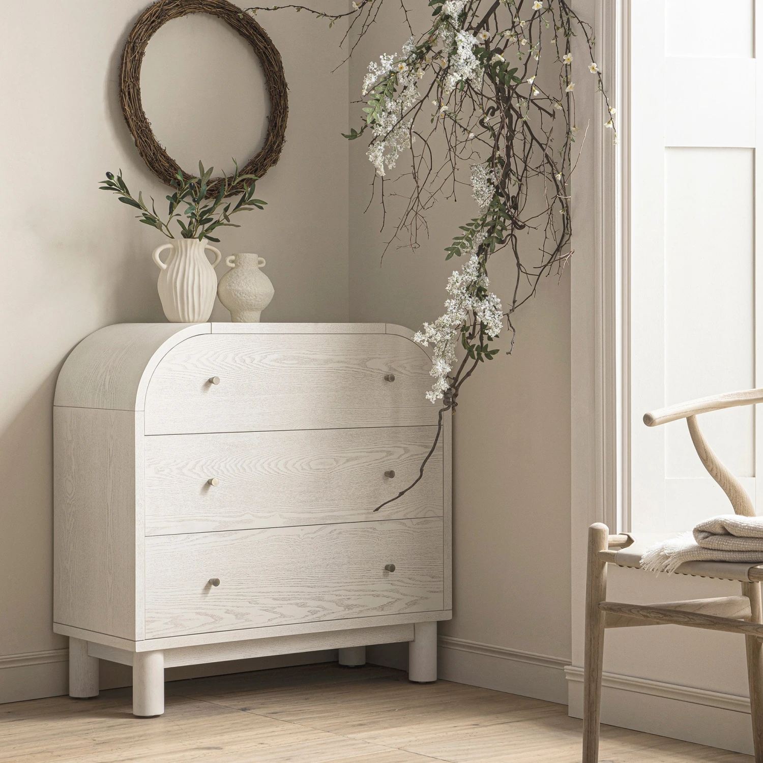 Maude Chest Of 3 Drawers, Washed White Ash 1 Maude Chest Of 3 Drawers, Washed White Ash