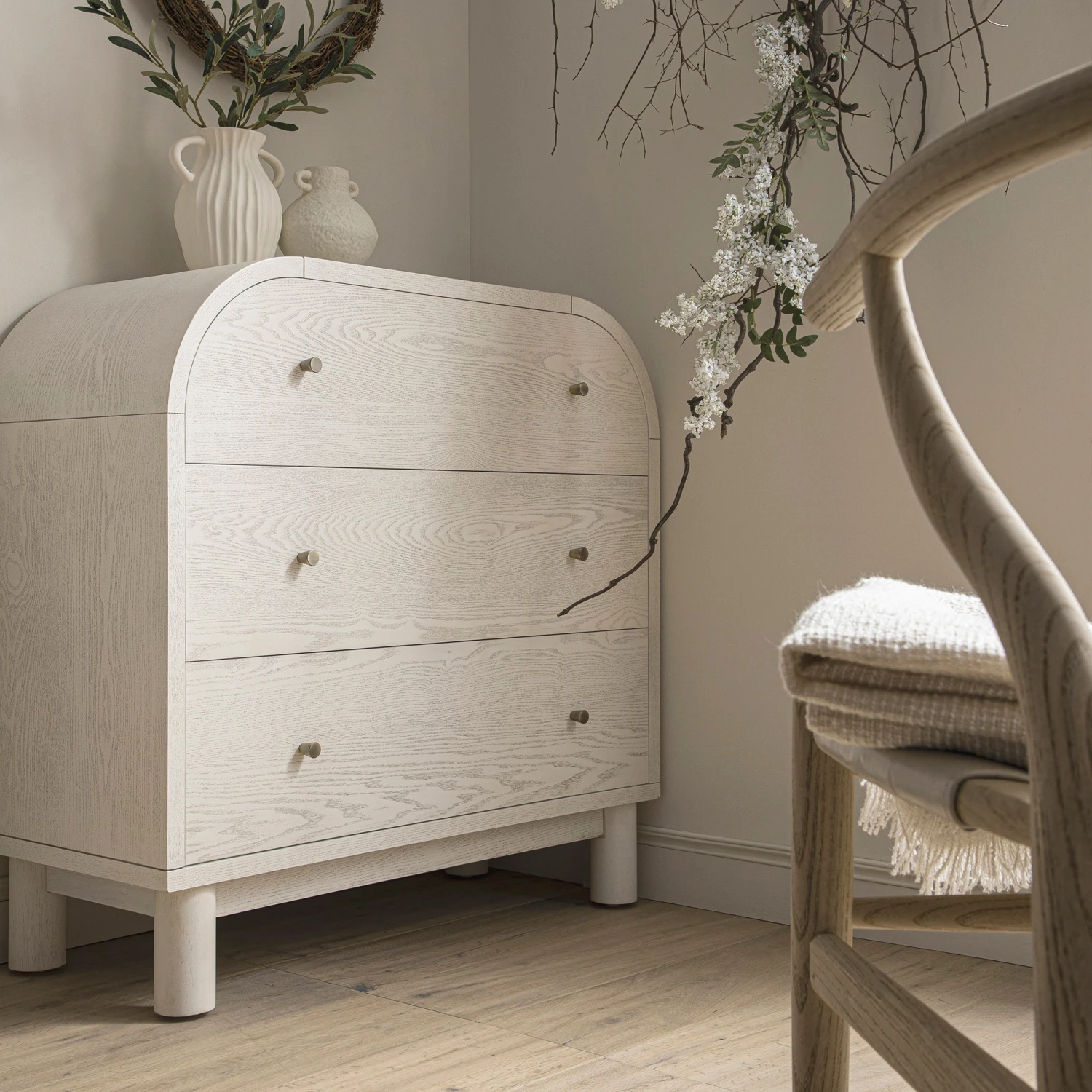 Maude Chest Of 3 Drawers, Washed White Ash 3 Maude Chest Of 3 Drawers, Washed White Ash - Image 3