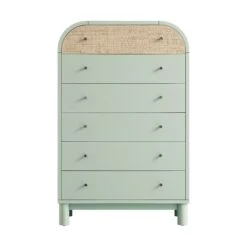Maude Tall Chest, Muted Pistachio Ash With Raffia -Daals Store XXCOD 037 GREEN RAF WB1