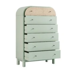 Maude Tall Chest, Muted Pistachio Ash With Raffia -Daals Store XXCOD 037 GREEN RAF WB3