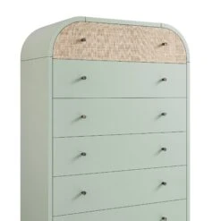 Maude Tall Chest, Muted Pistachio Ash With Raffia -Daals Store XXCOD 037 GREEN RAF detail1