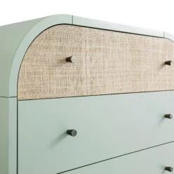 Maude Tall Chest, Muted Pistachio Ash With Raffia -Daals Store XXCOD 037 GREEN RAF detail2