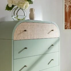 Maude Tall Chest, Muted Pistachio Ash With Raffia -Daals Store XXCOD 037 GREEN RAF scene4