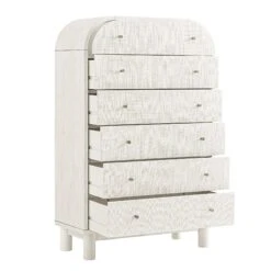 Maude Tall Chest, Washed White Ash With Raffia -Daals Store XXCOD 037 WHITE RAF WB3