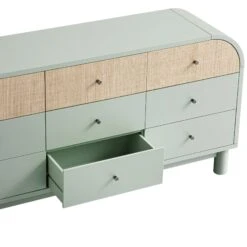 Maude 9 Drawer Chest, Muted Pistachio Ash With Raffia -Daals Store XXCOD 046 GREEN RAF detail1