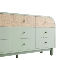 Maude 9 Drawer Chest, Muted Pistachio Ash With Raffia -Daals Store XXCOD 046 GREEN RAF detail2