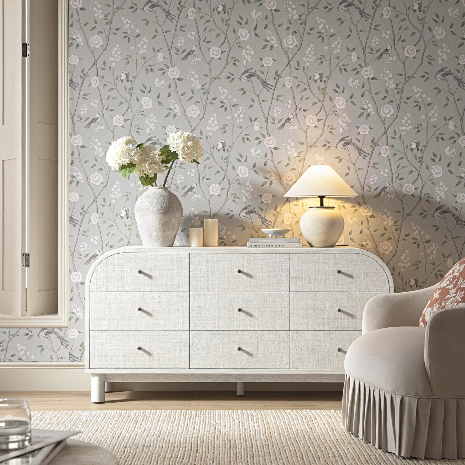 Maude 9 Drawer Chest, Washed White Ash With Raffia 2 Maude 9 Drawer Chest, Washed White Ash With Raffia - Image 2