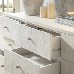 Maude 9 Drawer Chest, Washed White Ash With Raffia 22 Maude 9 Drawer Chest, Washed White Ash With Raffia -Daals Store XXCOD 046 WHITE RAF scene5