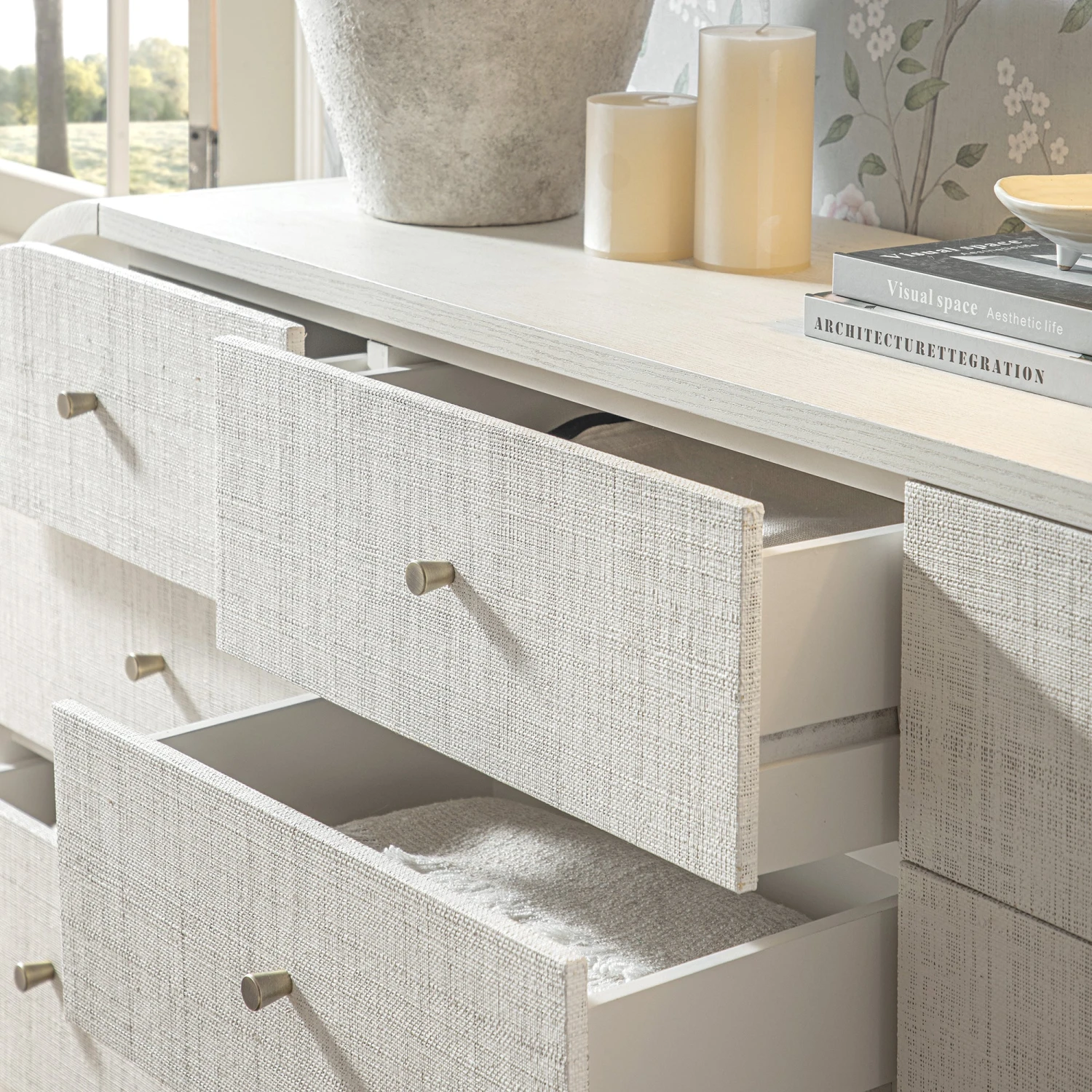 Maude 9 Drawer Chest, Washed White Ash With Raffia 6 Maude 9 Drawer Chest, Washed White Ash With Raffia - Image 6
