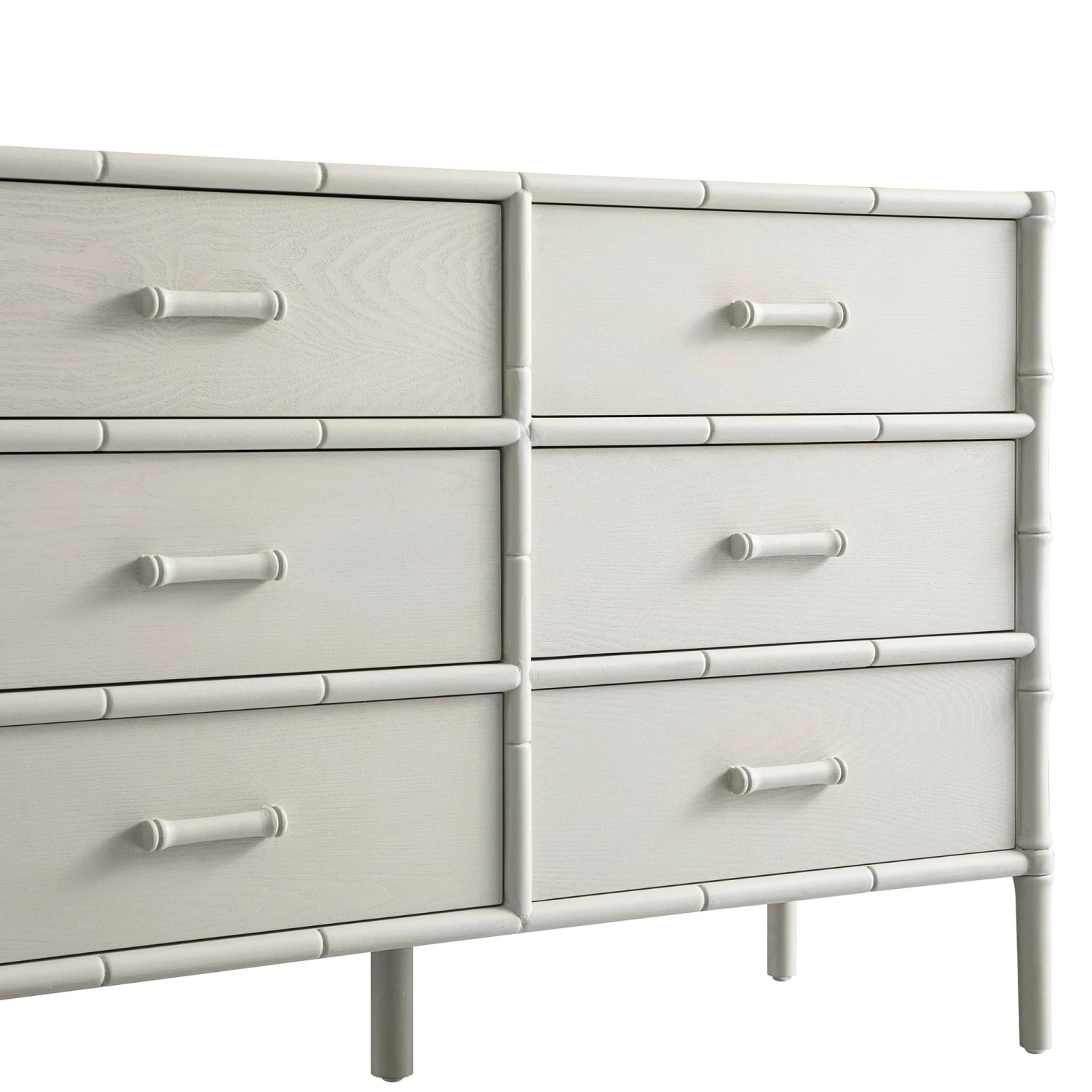 Elstowe Faux Bamboo 6-Drawer Chest, Shaded White 12 Elstowe Faux Bamboo 6-Drawer Chest, Shaded White - Image 12