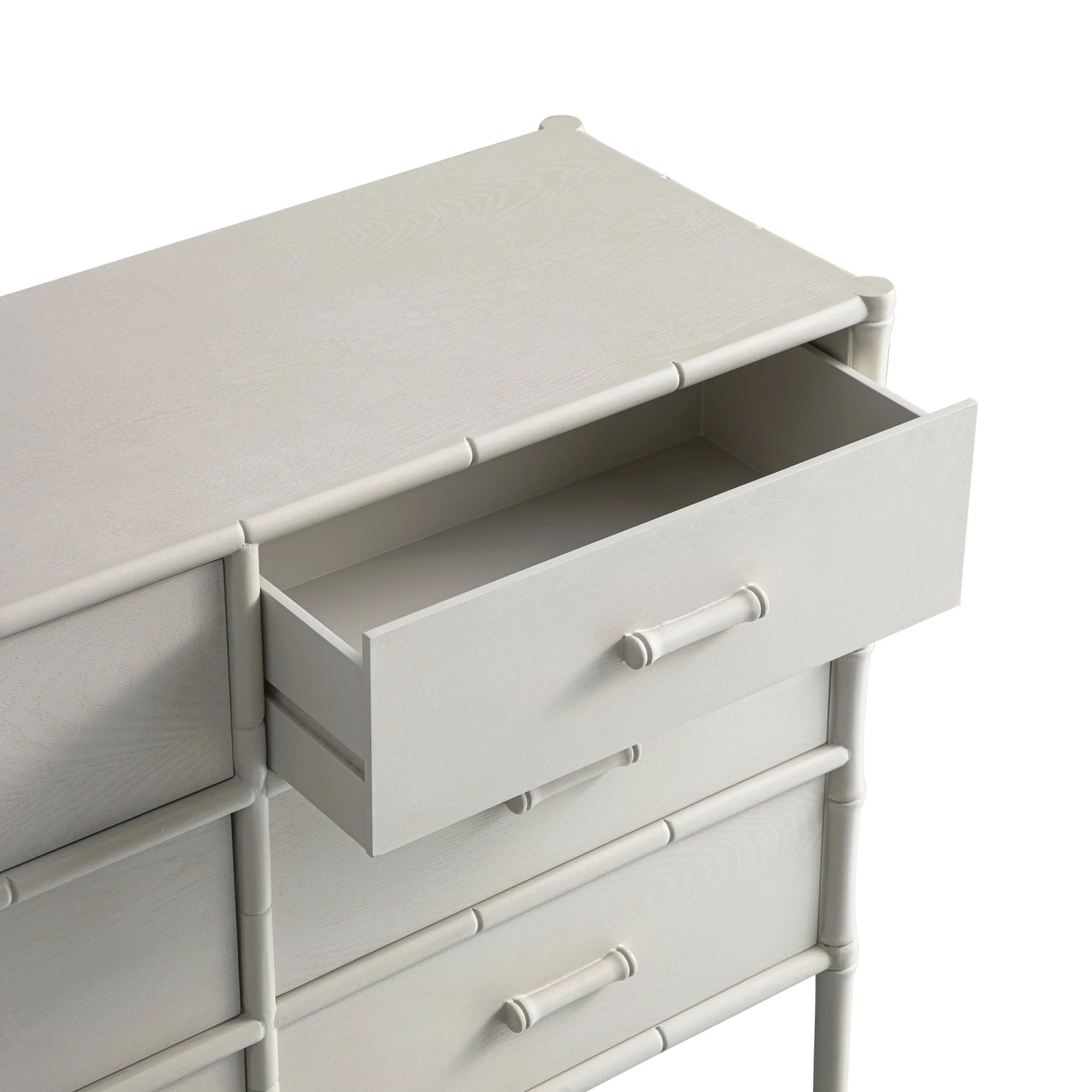 Elstowe Faux Bamboo 6-Drawer Chest, Shaded White 13 Elstowe Faux Bamboo 6-Drawer Chest, Shaded White - Image 13
