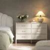 Elstowe Faux Bamboo 6-Drawer Chest, Shaded White