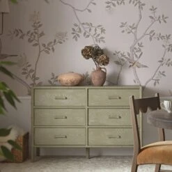 Elstowe Faux Bamboo 6-Drawer Chest, Sage Green