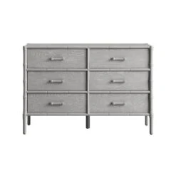 Elstowe Faux Bamboo 6-Drawer Chest, Warm Grey