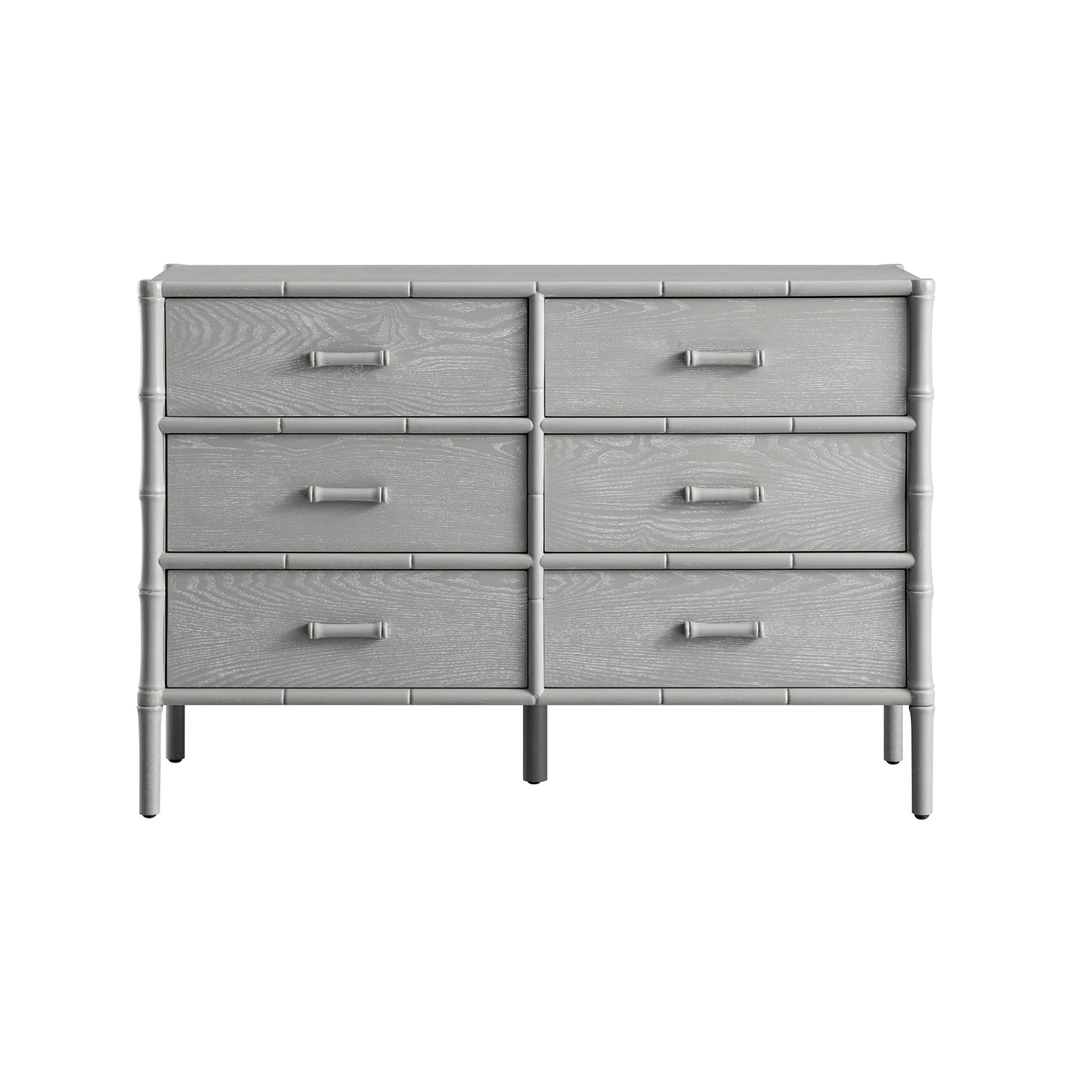 Elstowe Faux Bamboo 6-Drawer Chest, Warm Grey 1 Elstowe Faux Bamboo 6-Drawer Chest, Warm Grey