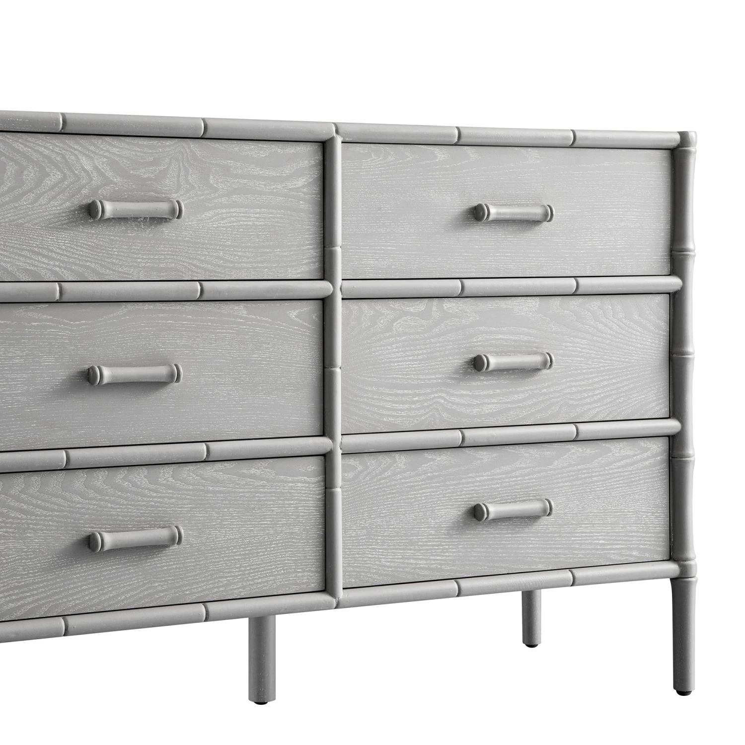 Elstowe Faux Bamboo 6-Drawer Chest, Warm Grey 7 Elstowe Faux Bamboo 6-Drawer Chest, Warm Grey - Image 7
