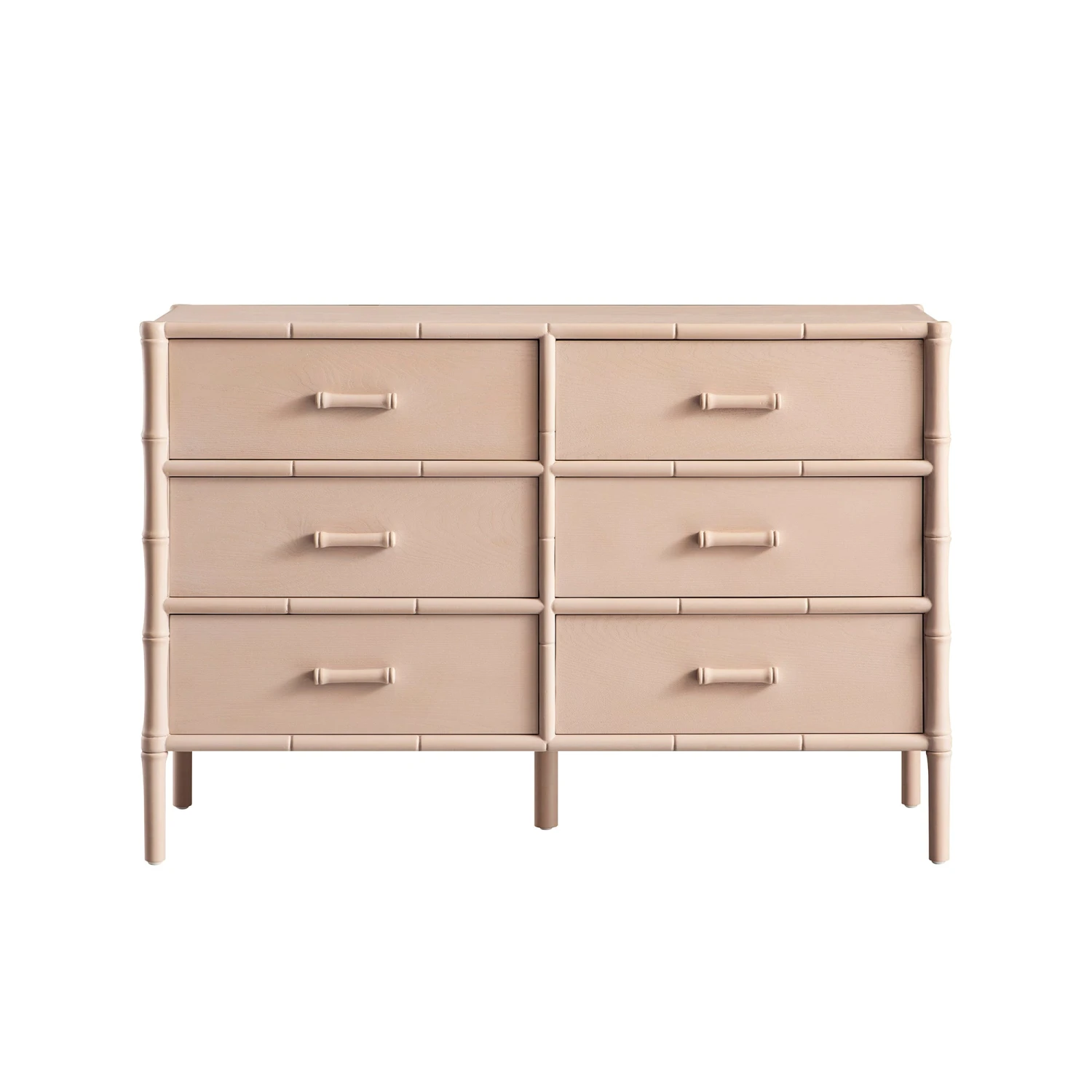 Elstowe Faux Bamboo 6-Drawer Chest, Nude Pink 7 Elstowe Faux Bamboo 6-Drawer Chest, Nude Pink - Image 7