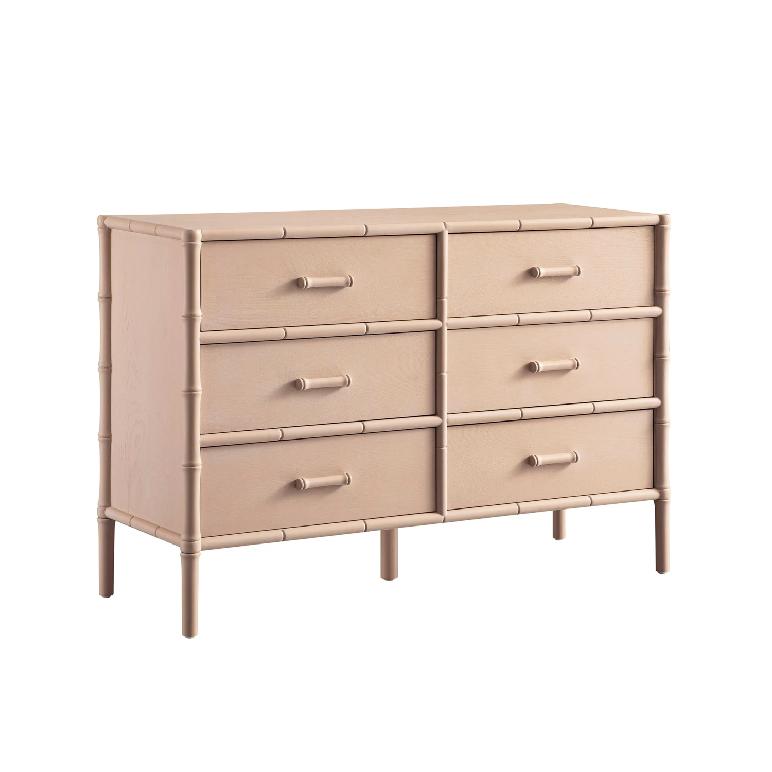 Elstowe Faux Bamboo 6-Drawer Chest, Nude Pink 8 Elstowe Faux Bamboo 6-Drawer Chest, Nude Pink - Image 8