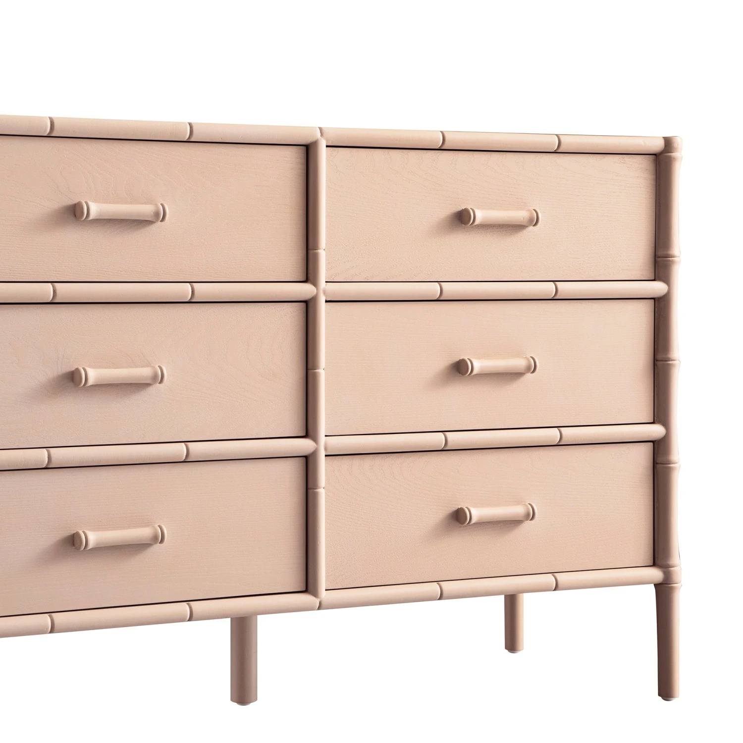 Elstowe Faux Bamboo 6-Drawer Chest, Nude Pink 13 Elstowe Faux Bamboo 6-Drawer Chest, Nude Pink - Image 13