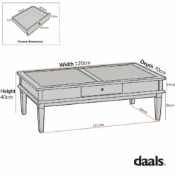 Chantilly Mid Grey Coffee Table With Drawers -Daals Store XXCT 056 CHART