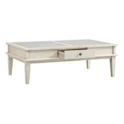 Chantilly Whitewashed Coffee Table With Drawers -Daals Store XXCT 056 WHITEWASH WB3