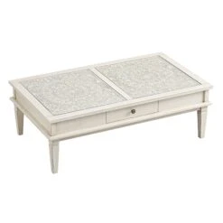 Chantilly Whitewashed Coffee Table With Drawers -Daals Store XXCT 056 WHITEWASH WB4