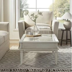 Chantilly Whitewashed Coffee Table With Drawers -Daals Store XXCT 056 WHITEWASH scene3
